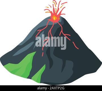 Disaster volcano icon, isometric style Stock Vector