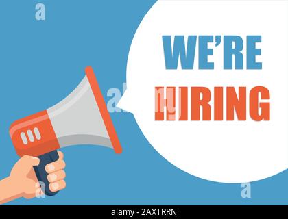 We Re Hiring - Male hand holding megaphone Stock Vector