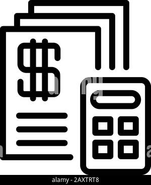 Tax calculator icon, outline style Stock Vector
