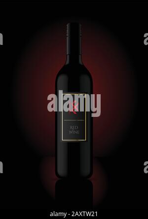 Wine Bottle Vector Illustration for Mockup / Labels Stock Vector