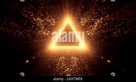 Neon laser lights in a triangular shape with a black background Stock ...