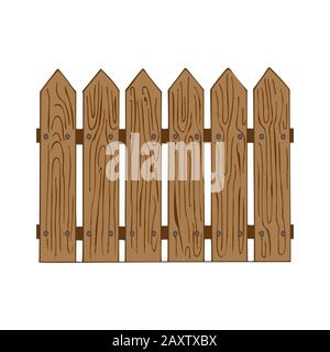 Wooden fence isolated on white background vector Stock Vector