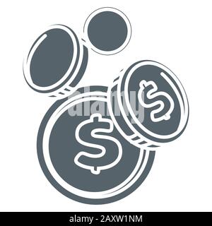 Coins falling down, money and finance, isolated icon Stock Vector