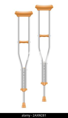 medical telescopic stick crutches vector illustration isolated on white background Stock Vector