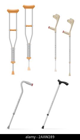 medical telescopic stick crutches vector illustration isolated on white background Stock Vector
