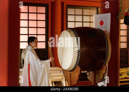 Rituals being performed at Unesco world heritage Japanese temple at Nikko,Japan. Stock Photo