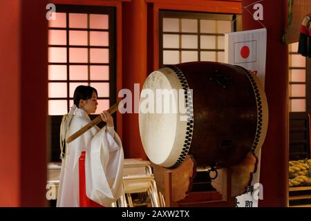 Rituals being performed at Unesco world heritage Japanese temple at Nikko,Japan. Stock Photo