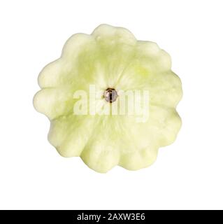 Button Squash or Pattypan Squash isolated on a white background. Stock Photo
