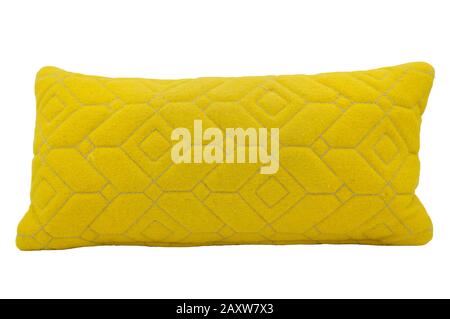 bright yellow pillow isolated on white background Stock Photo