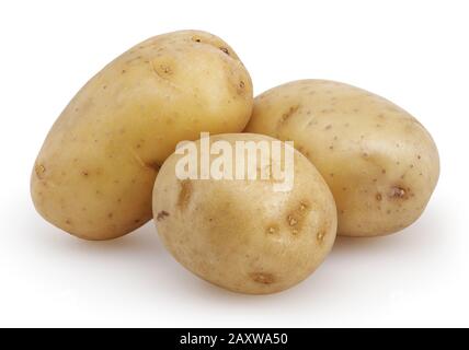 Three potatoes isolated on white background Stock Photo