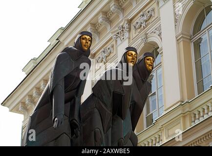 The Three Muses statue National Drama Theatre Vilnius Lithuania Stock Photo
