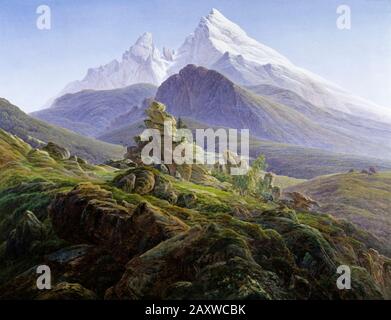Paysage de montagne avec arc-en-ciel caspar david friedrich