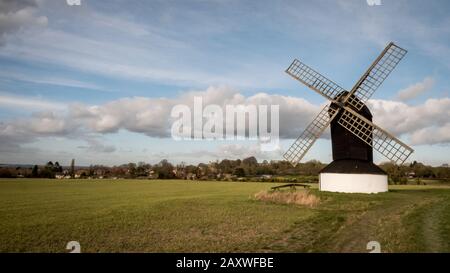 Pitstone windmill, Buckinghamshire, England. A traditional old English windmill in a rural setting in the south of England. Stock Photo