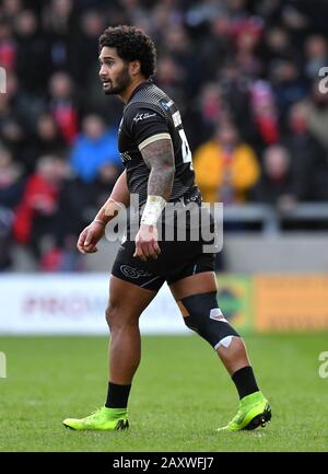 Toronto Wolfpack's Ricky Leutele during the Betfred Super League match at the AJ Bell Stadium, Salford. Stock Photo