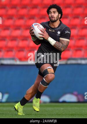 Toronto Wolfpack's Ricky Leutele during the Betfred Super League match at the AJ Bell Stadium, Salford. Stock Photo