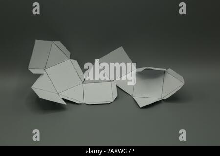 Geometry net of Archimedean solid Cuboctahedron . 2-dimensional shape that can be folded to form a 3d shape or a solid. Geometric shape cut out of pap Stock Photo