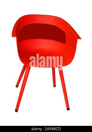 Retro red plastic chair isolated on white background Stock Photo