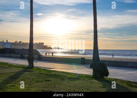 Winter coastal scene at La Jolla Shores Beach. La Jolla, CA, USA. Photographed prior to sunset. Stock Photo