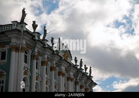 The sculptures on the roof of the Hermitage Stock Photo