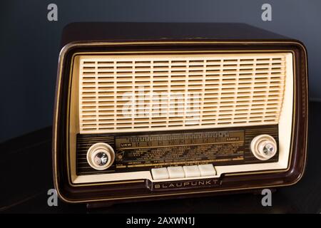 Radio Blaupunkt of the 60s photographed frontally. Stock Photo