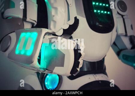 Kiev, Ukraine - August 12, 2017: The robot's hand folded in the form of a class close-up. Concept of 4.0 industrial revolution Stock Photo