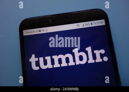 Tumblr Logo Icon On Mobile Phone Screen Stock Photo Alamy