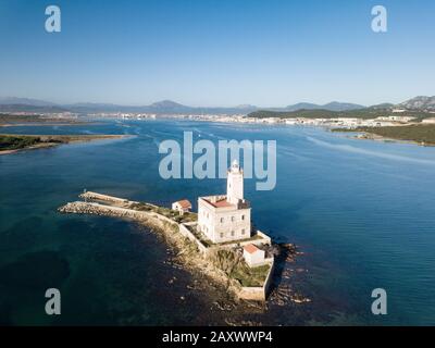 Aerial view of the Lighthouse in the Gulf of Olbia Stock Photo