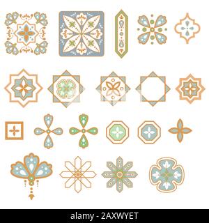 Arabic geometric shapes elements vector set. Stock Vector