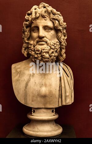 Head of Zeus statue from Uffizi Gallery in Florence, Italy. It is an Carrara marble statue from 2nd century. Stock Photo