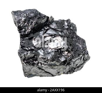 rough bituminous coal (black coal) rock cutout on white background Stock Photo