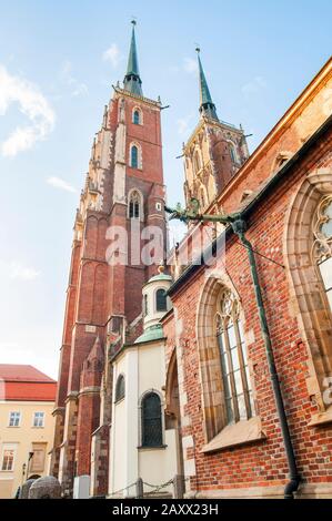 Wroclaw, Poland, February 2020. Gothic cathedral of St. John the Baptist (Katedra św. Jana Chrzciciela) in Ostrow Tumski. Stock Photo