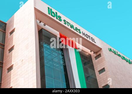 28 November 2019, UAE, Dubai: Ibis Styles Hotel building Stock Photo