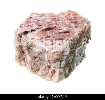 unpolished granite pegmatite rock cutout on white background Stock Photo
