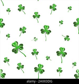 St. Patrick's Day 3d effect clover over space background. Decorative greeting grungy or postcard. Seamless texture. 3d illustration Stock Photo