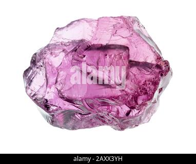unpolished crystal of rhodolite (pyrope garnet) cutout on white background Stock Photo