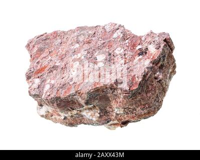 unpolished rhyolite rock cutout on white background Stock Photo