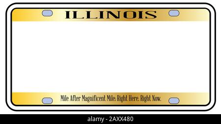 Blank Illinois state license plate in the colors of the state flag  over a white background Stock Vector