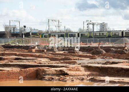 Building work starting on the HS2 rail project in Birmingham. The new Birmingham terminal building will be built around Curzon street taking in the old station building. Stock Photo