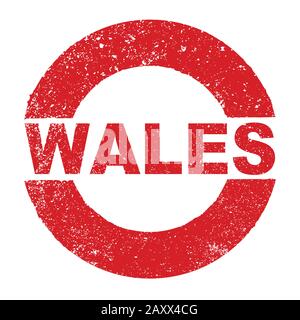 A grunge rubber ink stamp with the text Wales over a white background Stock Vector