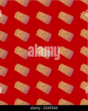 A typical red wine bottle cork as a seamless background pattern Stock Vector