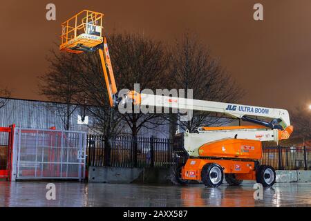 JLG 1250 AJP Ultra Boom Articulated Telescopic Boom Lift which reaches 125ft Stock Photo