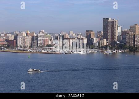 City skyline seen from the Harbour, Durban, KwaZulu-Natal Province, South Africa, Africa Stock Photo