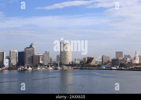 City skyline seen from the Harbour, Durban, KwaZulu-Natal Province, South Africa, Africa Stock Photo