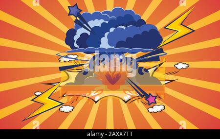 artistic explosion with bomb in air on abstract background Stock Vector