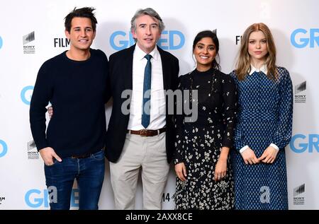 Ollie Locke, Steve Coogan, Dinita Gohil and Sophie Cookson attending the Greed special screening held at the Ham Yard Hotel, London Stock Photo