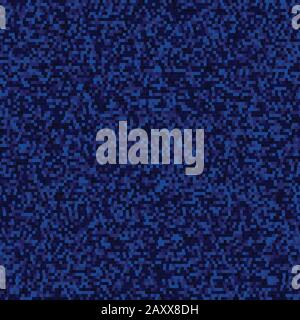 Classic Blue Seamless Pattern Pixel Melange Marl Texture Blend. Indigo Blue Dye Tones in Dense Pixelated Noise Style. Dense Denim Navy Dust Micro Stock Vector
