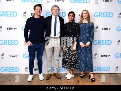 Ollie Locke, Steve Coogan, Dinita Gohil and Sophie Cookson attending the Greed special screening held at the Ham Yard Hotel, London Stock Photo