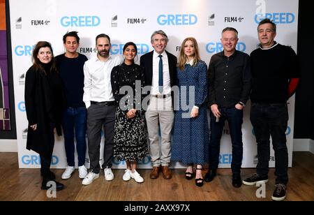 Melissa Parmenter, Ollie Locke, Manolis Emmanouel, Dinita Gohil, Steve Coogan, Sophie Cookson, director Michael Winterbottom and Damian Jones attending the Greed special screening held at the Ham Yard Hotel, London Stock Photo