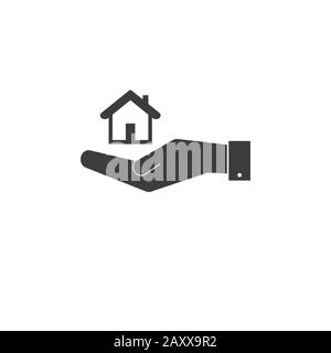 Pictograph of House in hand. Vector icon 10 EPS Stock Vector