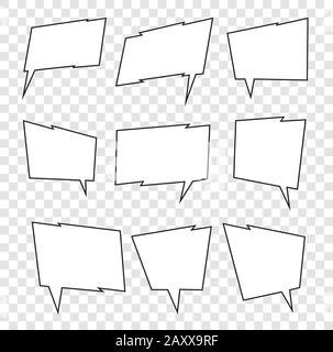 Set of editable abstract vector speech bubbles in angular, sharp style for your design. Stock Vector